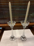 Crystal candlestick pair with taper candles - thumbnail 1 of 2