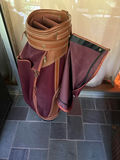Burgundy golf bag with tan leather trim - thumbnail 2 of 5