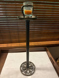 Tall metal candle holder with glass hurricane - thumbnail 1 of 3