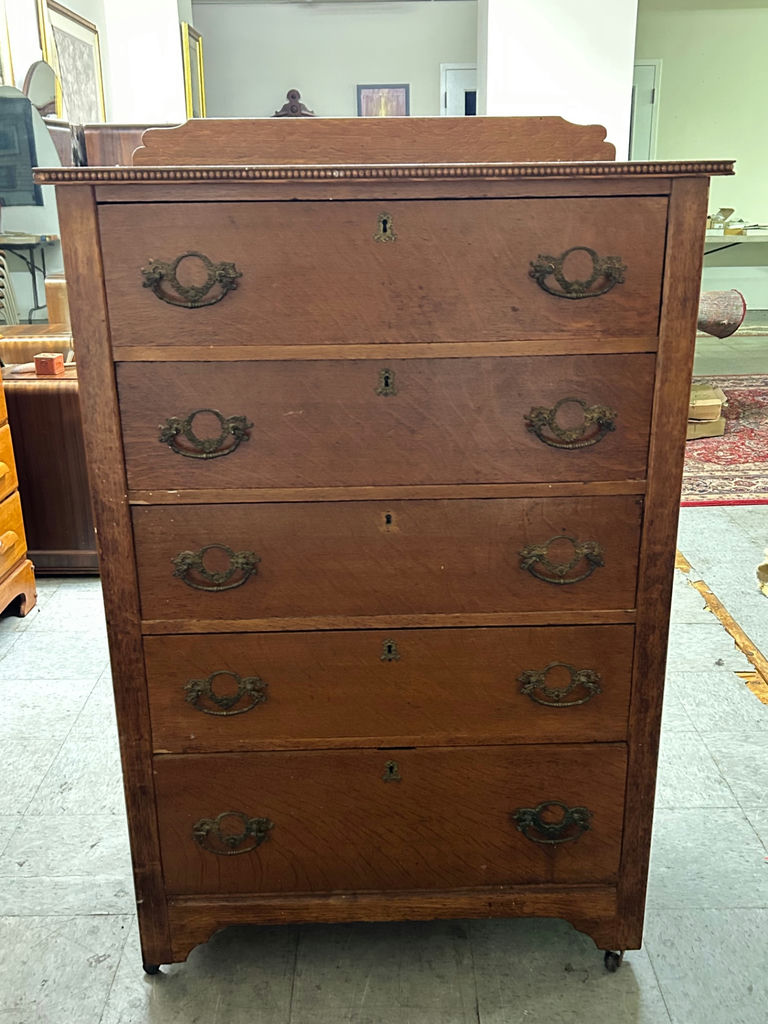 Antique Tiger Oak Five Drawer Dresser - image 5 of 8