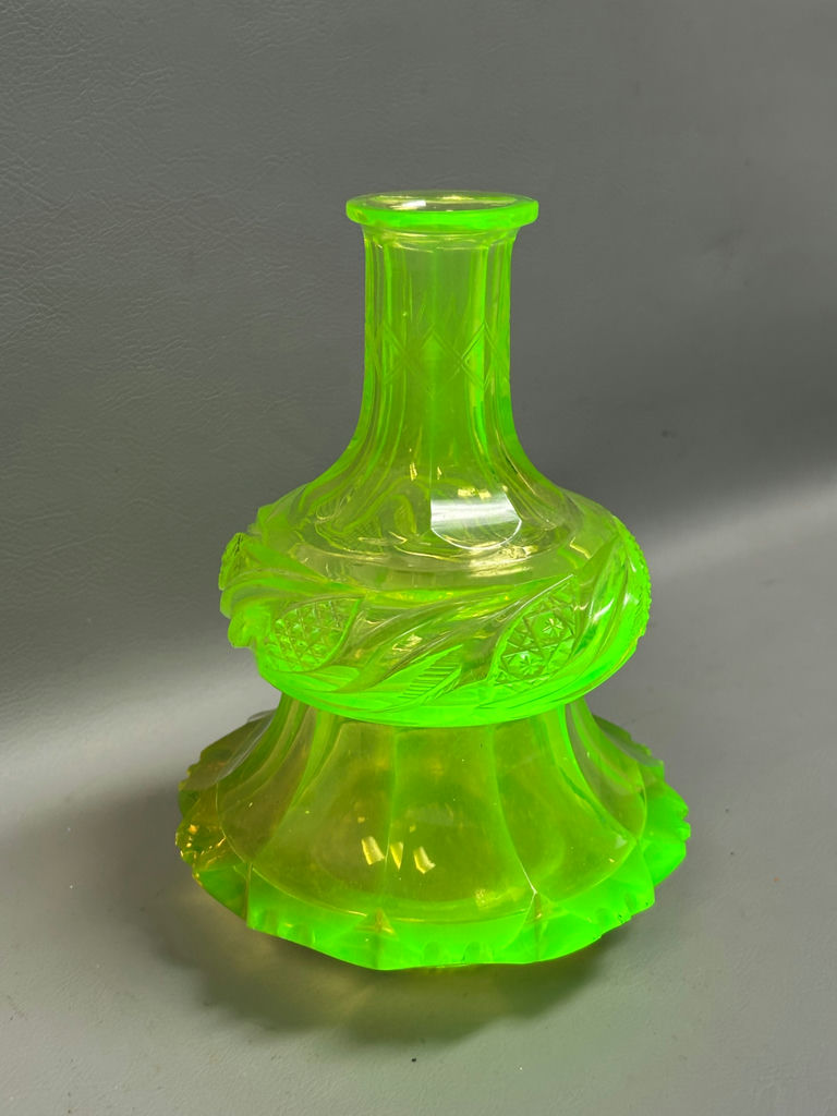 Antique Vaseline Uranium Cut Glass Decanter - image 5 of 8