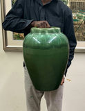 Mid-Century Large Green Pottery Vase USA Mark - thumbnail 2 of 5