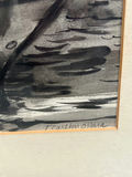  Sailboat at Dock Gouache Painting Signed Ohara  - thumbnail 2 of 5