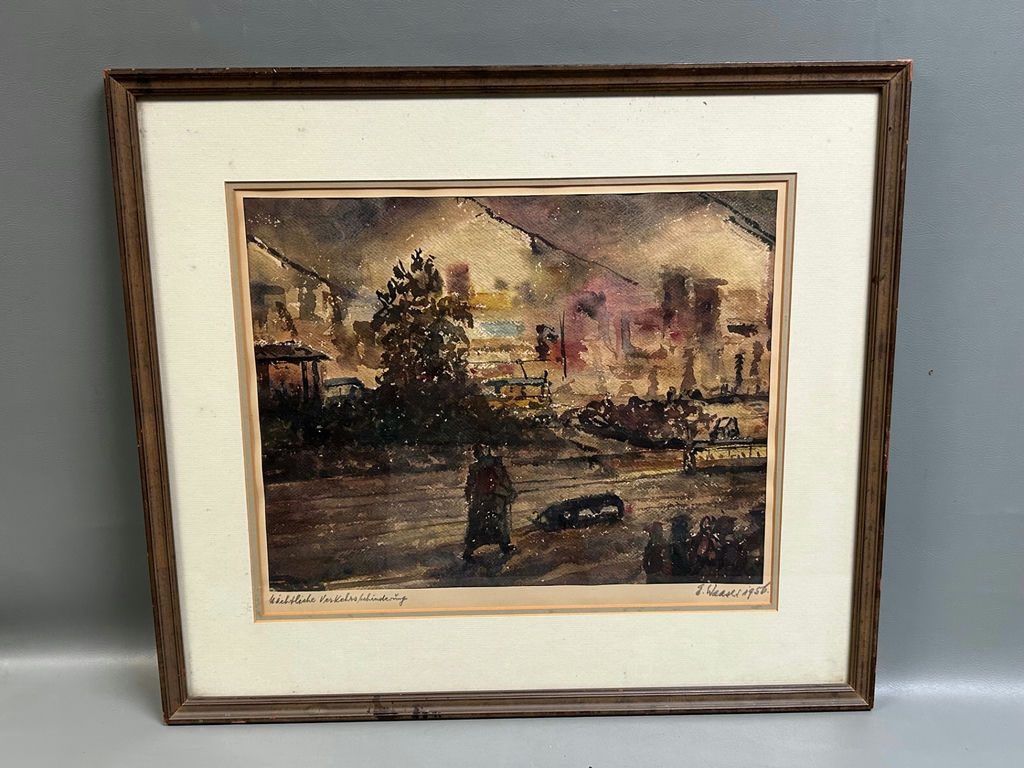 German Watercolor Impressionist Painting Signed and Dated - image 1 of 7
