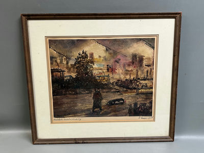 German Watercolor Impressionist Painting Signed and Dated - Image 1 of 7