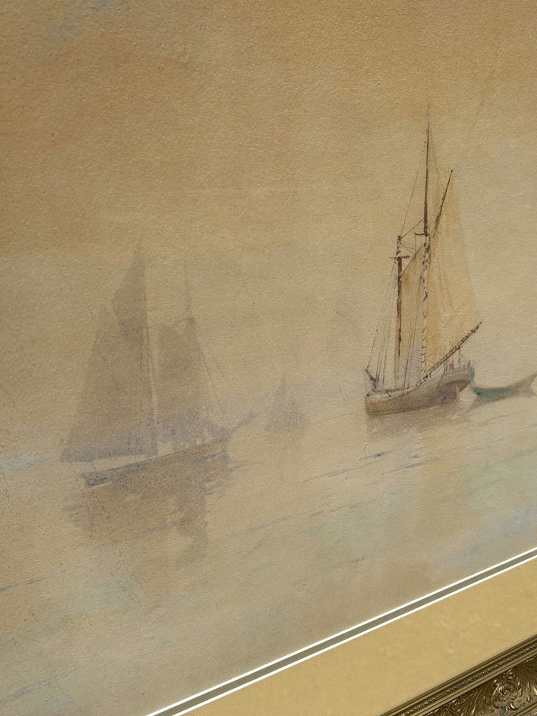 Signed Louis Kinney Harlow Nautical Watercolor 1850-1913 Massachusetts  - image 2 of 5
