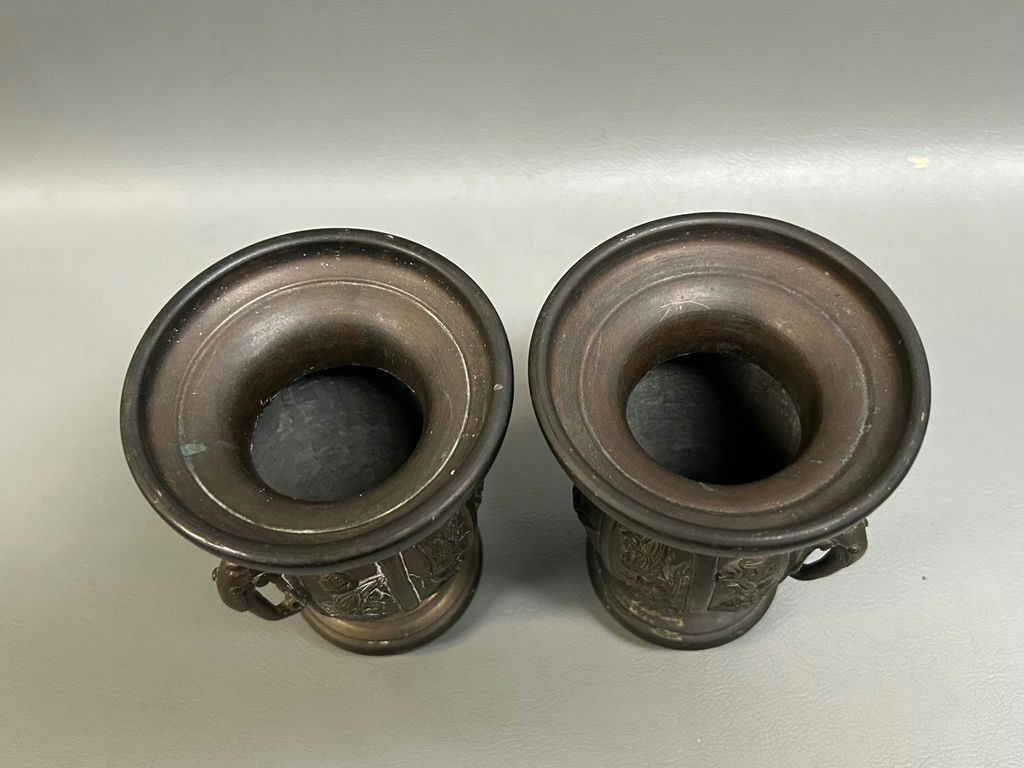 1900s Pair of Japanese Bronze Vases - image 5 of 7