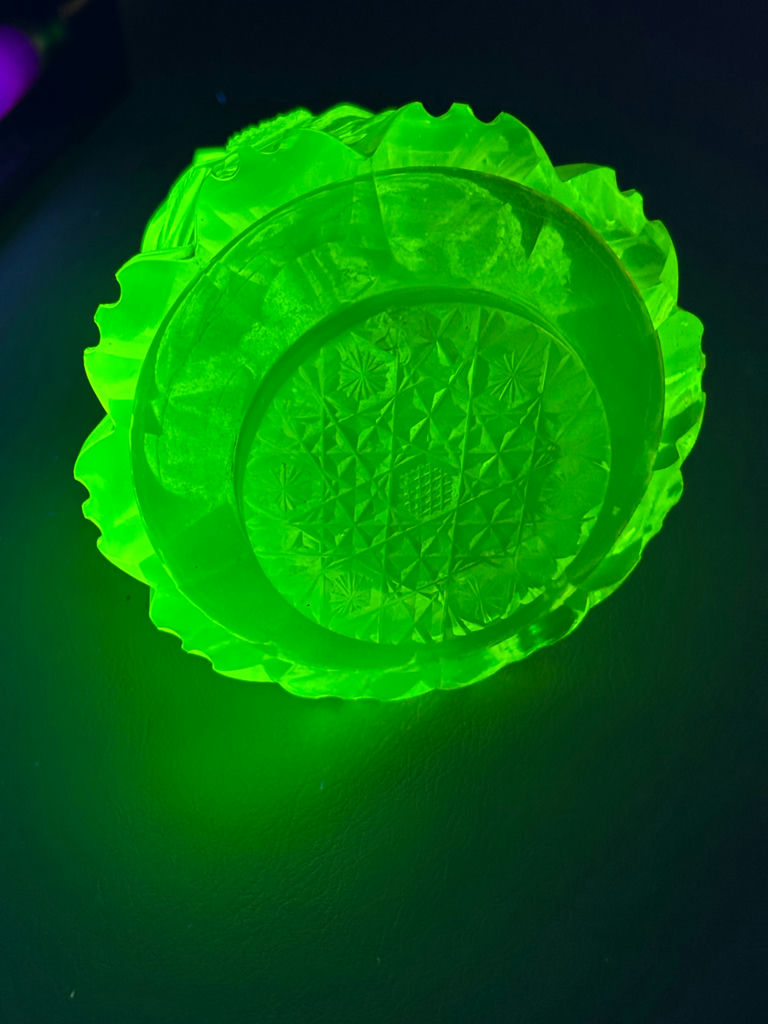 Antique Vaseline Uranium Cut Glass Decanter - image 4 of 8
