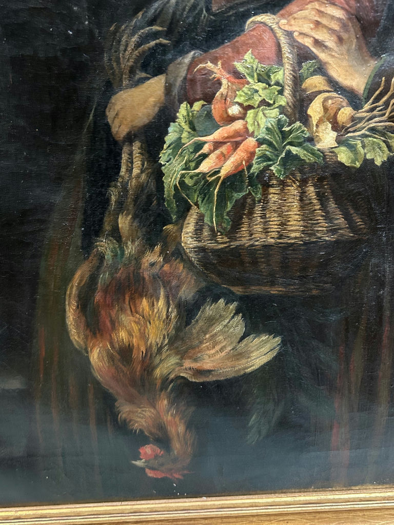 1900s European Couple Portrait Oil on Canvas - image 6 of 7