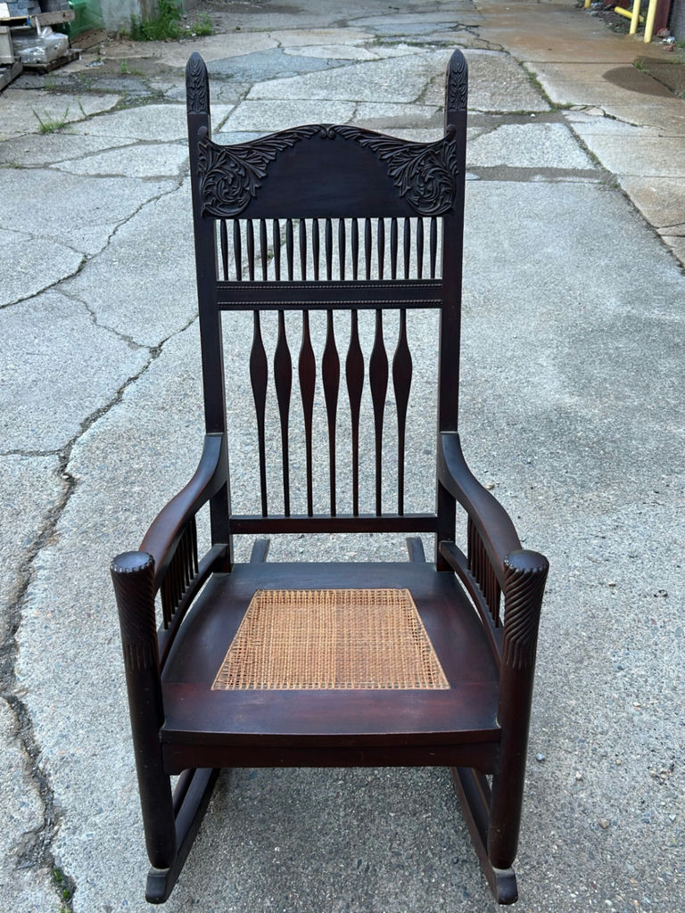 Antique Cane Seat Carved Rocker  - image 1 of 6