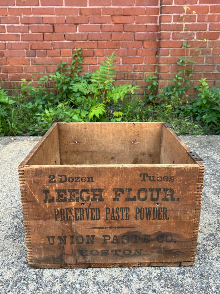Rare Antique Leech Flour Union Paste Co. Advertising Crate Boston - image 1 of 6