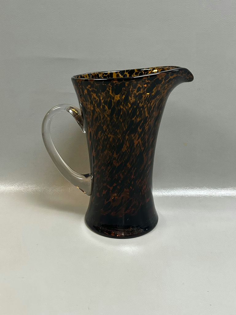 Tortoiseshell Hand Blown Art Glass Pitcher - image 1 of 6
