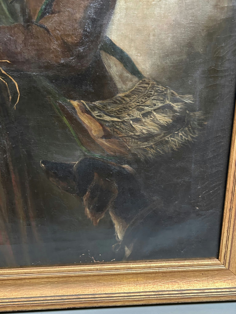 1900s European Couple Portrait Oil on Canvas - image 4 of 7