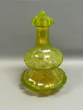 Antique Vaseline Uranium Cut Glass Decanter  - thumbnail 3 of 8