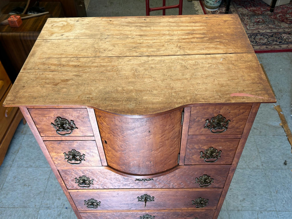 Antique Birds Eye Maple Secretary Chest of Drawers  - image 4 of 9