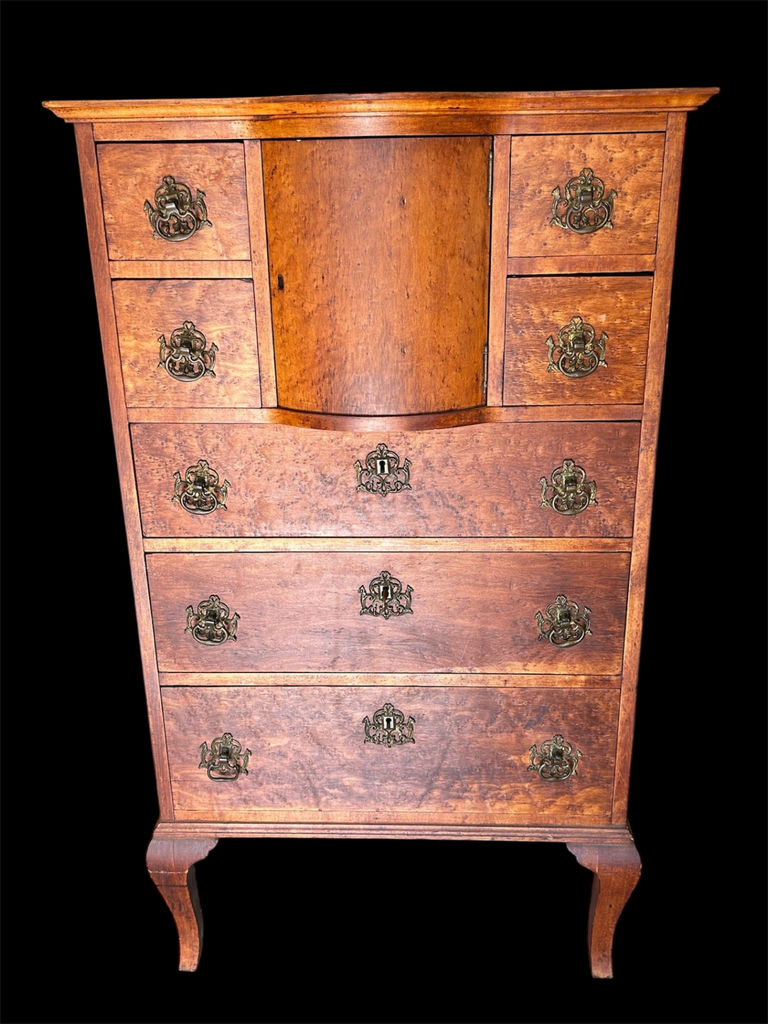 Antique Birds Eye Maple Secretary Chest of Drawers - image 1 of 9