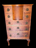 Antique Birds Eye Maple Secretary Chest of Drawers  - thumbnail 1 of 9