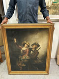 1900s European Couple Portrait Oil on Canvas - thumbnail 2 of 7