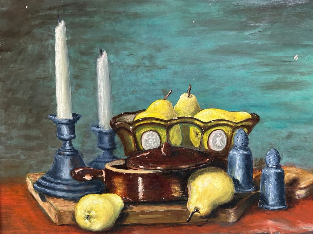 Semi Still-Life Abstract Oil on Board Signed  - image 3 of 4