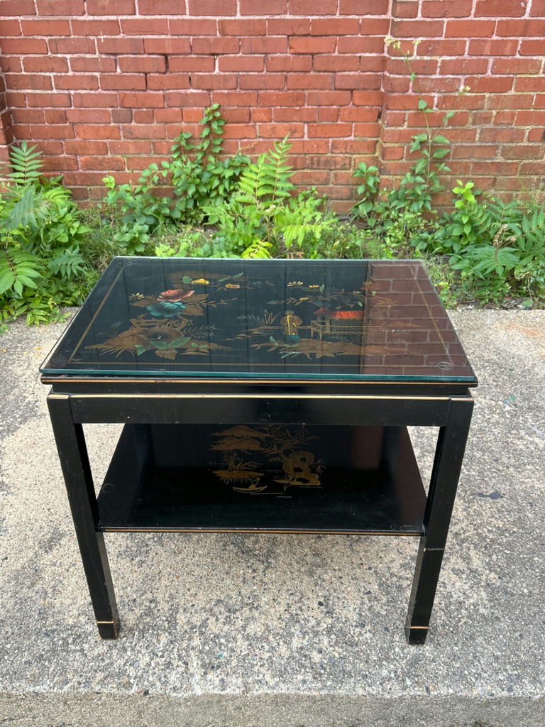Signed Katherine Henrick Chinoiserie Glass Top Table - image 1 of 7