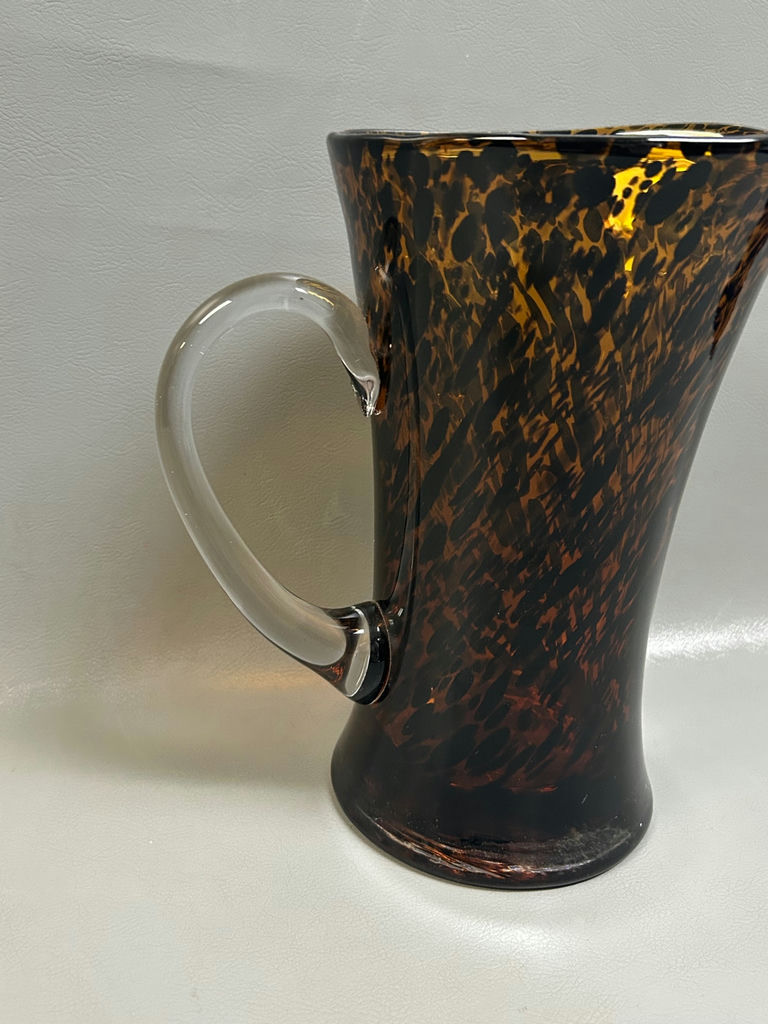 Tortoiseshell Hand Blown Art Glass Pitcher - image 3 of 6