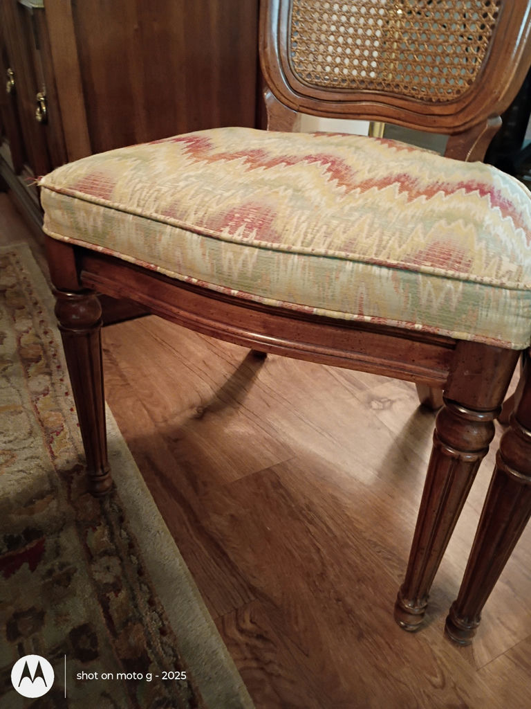 Wood Dining Table and Six Cane-Back Chairs - image 5 of 15