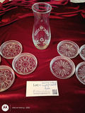 Set of 10 Crystal Coasters and Glass Vase - thumbnail 2 of 5