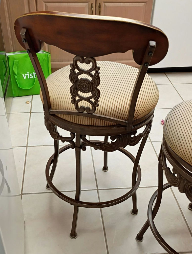 Pair of Upholstered Swivel Bar Stools - image 4 of 5