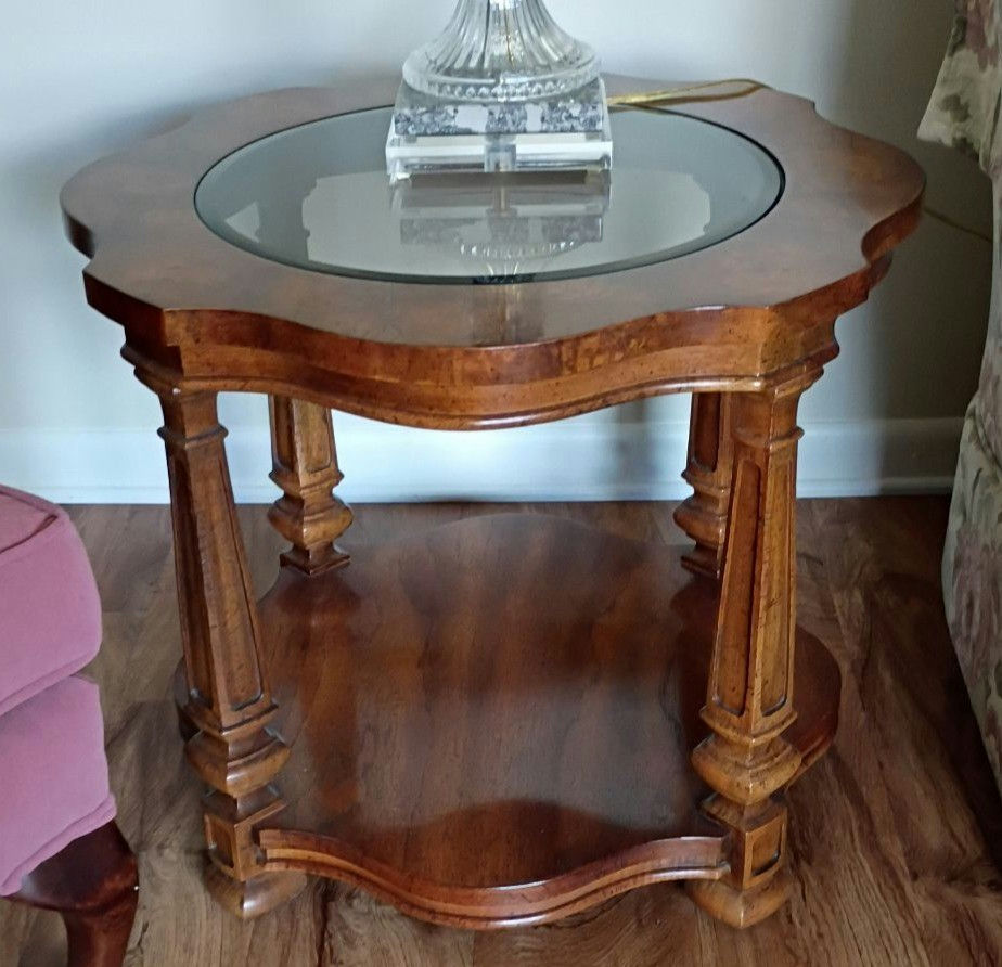 2 Wood Side Table with Glass Insert Top - image 7 of 7