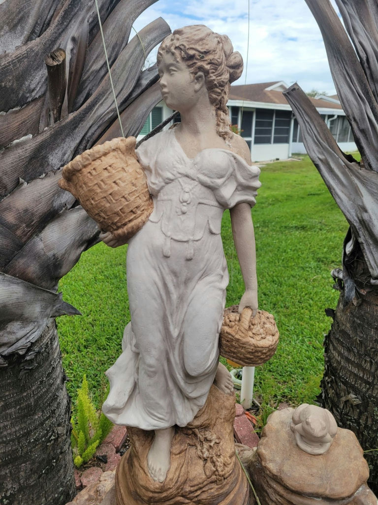 Decorative Garden Fountain with Woman Statue and Frog Figure - image 2 of 8