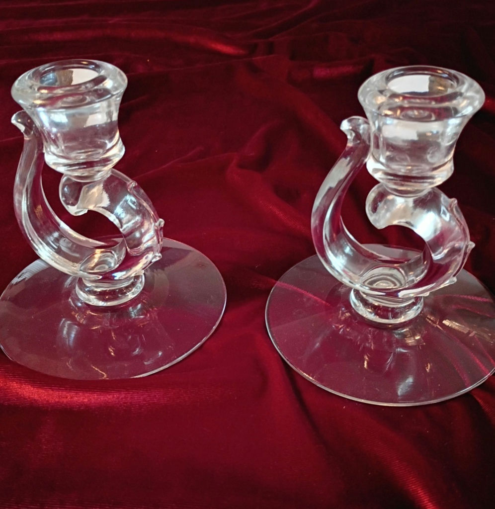 Glass Candlesticks with Sugar Bowl and Creamer - image 1 of 3