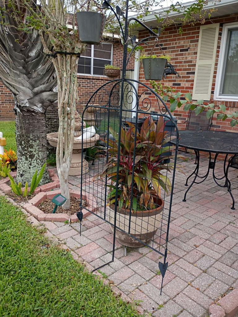 Metal Garden Trellis With Hanging Planters - image 1 of 3