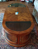 Wood Coffee Table with Glass Insets and Cabinet Storage - thumbnail 3 of 6