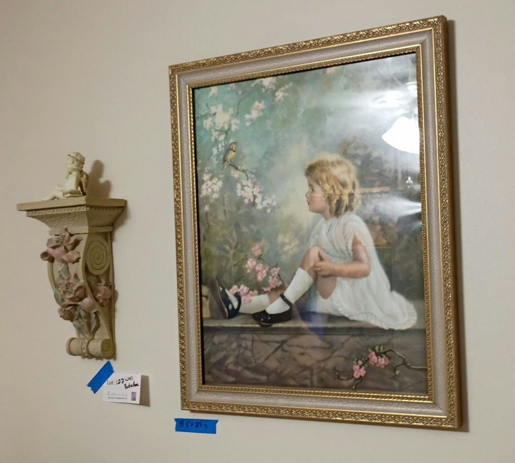 Framed Portrait Print of Young Girl with Bird - image 1 of 4