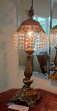 Ornate Brass Table Lamp with Crystal Beaded Shade - thumbnail 1 of 6