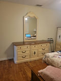 Cream and Wood Dresser with Mirror - thumbnail 1 of 8