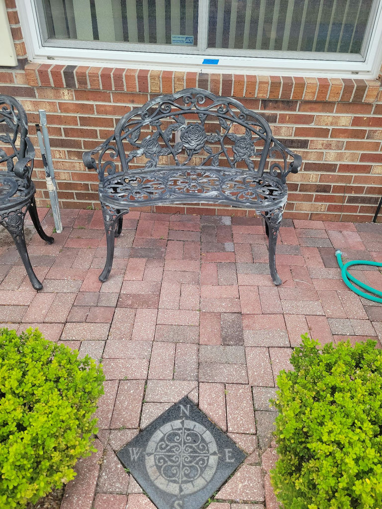 Ornate Metal Patio Bench and Chair - image 2 of 4