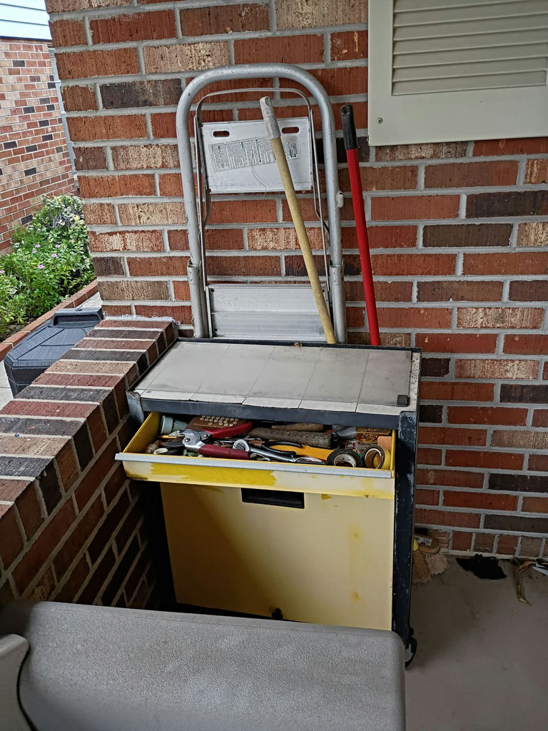 Rolling Tool Cart with Hand Tools and Folding Ladder - image 1 of 4