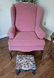 La-Z-Boy Wingback Chair and Floral Footstool - thumbnail 1 of 6