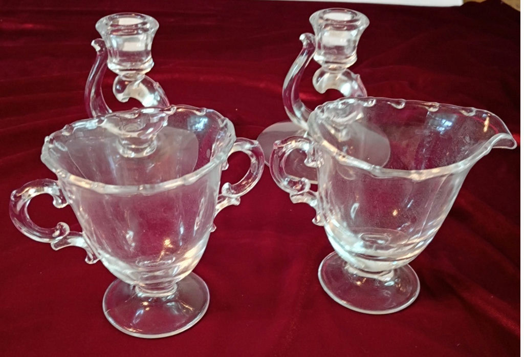 Glass Candlesticks with Sugar Bowl and Creamer - image 3 of 3