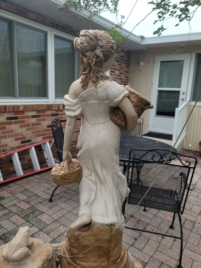 Decorative Garden Fountain with Woman Statue and Frog Figure - image 5 of 8
