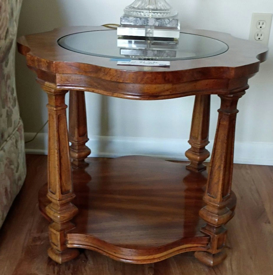 2 Wood Side Table with Glass Insert Top - image 3 of 7