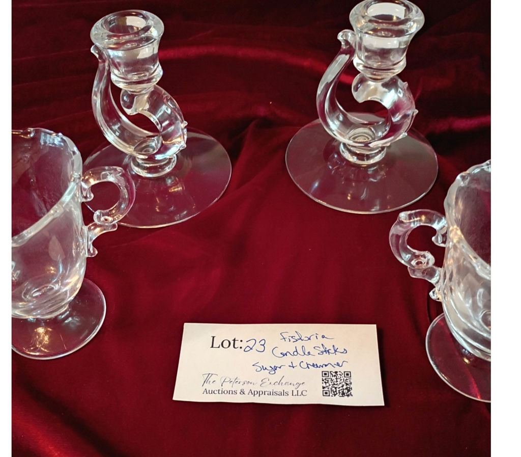 Glass Candlesticks with Sugar Bowl and Creamer - image 2 of 3