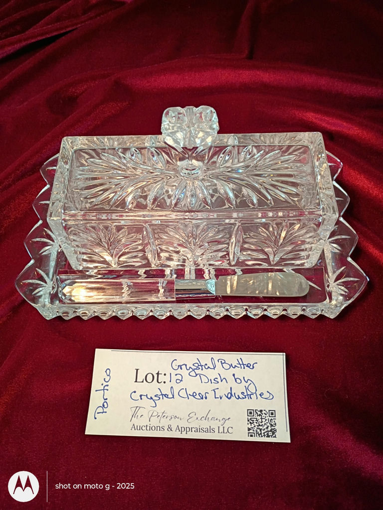 Crystal Butter Dish with Tray and Spreaders - image 3 of 3