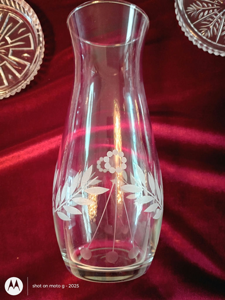 Set of 8 Crystal Coasters and Glass Vase - image 4 of 5