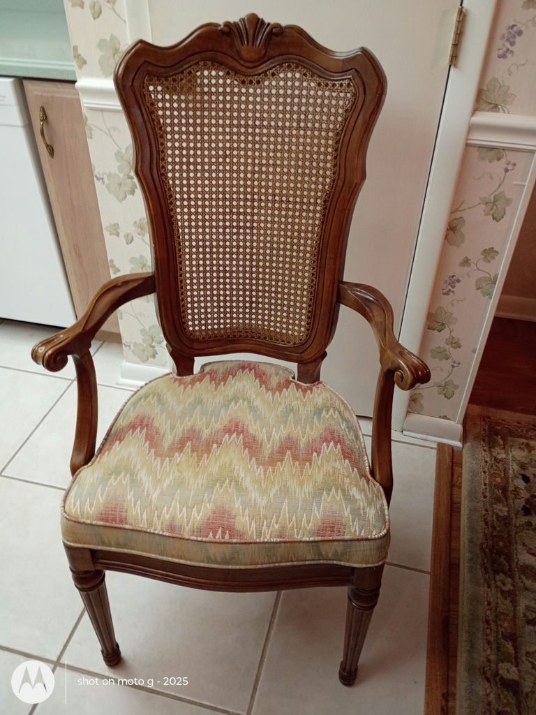 Wood Dining Table and Six Cane-Back Chairs - image 8 of 15