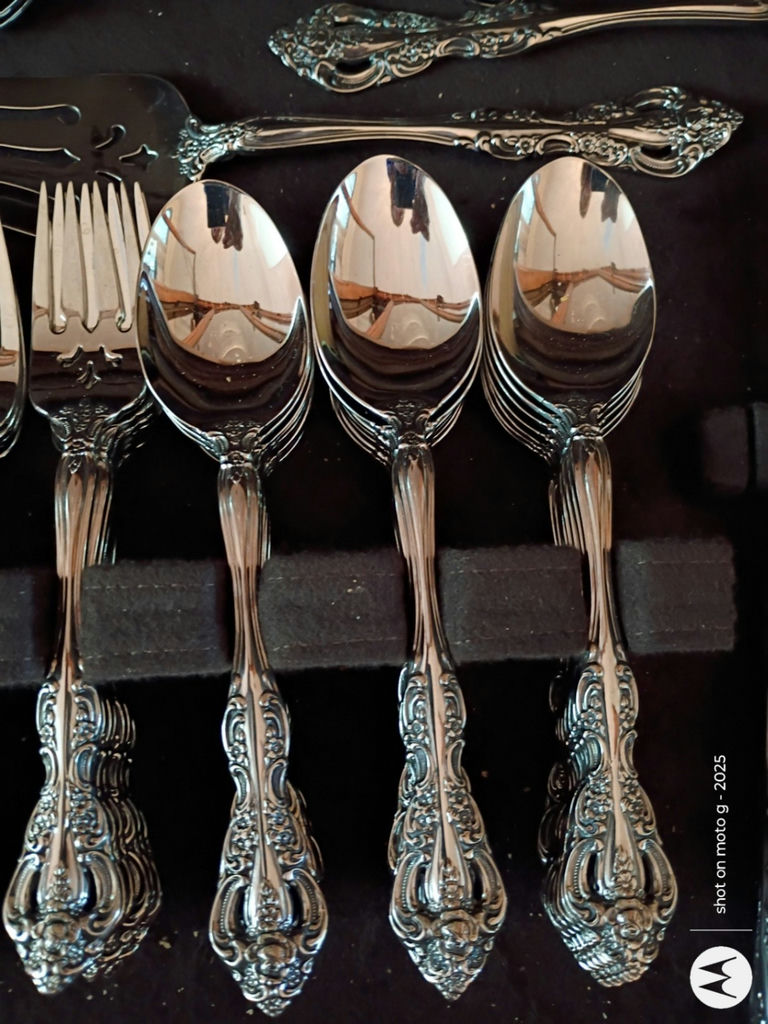 Ornate Silver-Tone Flatware Set - image 6 of 10
