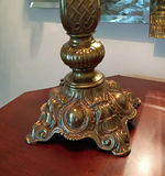 Ornate Brass Table Lamp with Crystal Beaded Shade - thumbnail 2 of 6