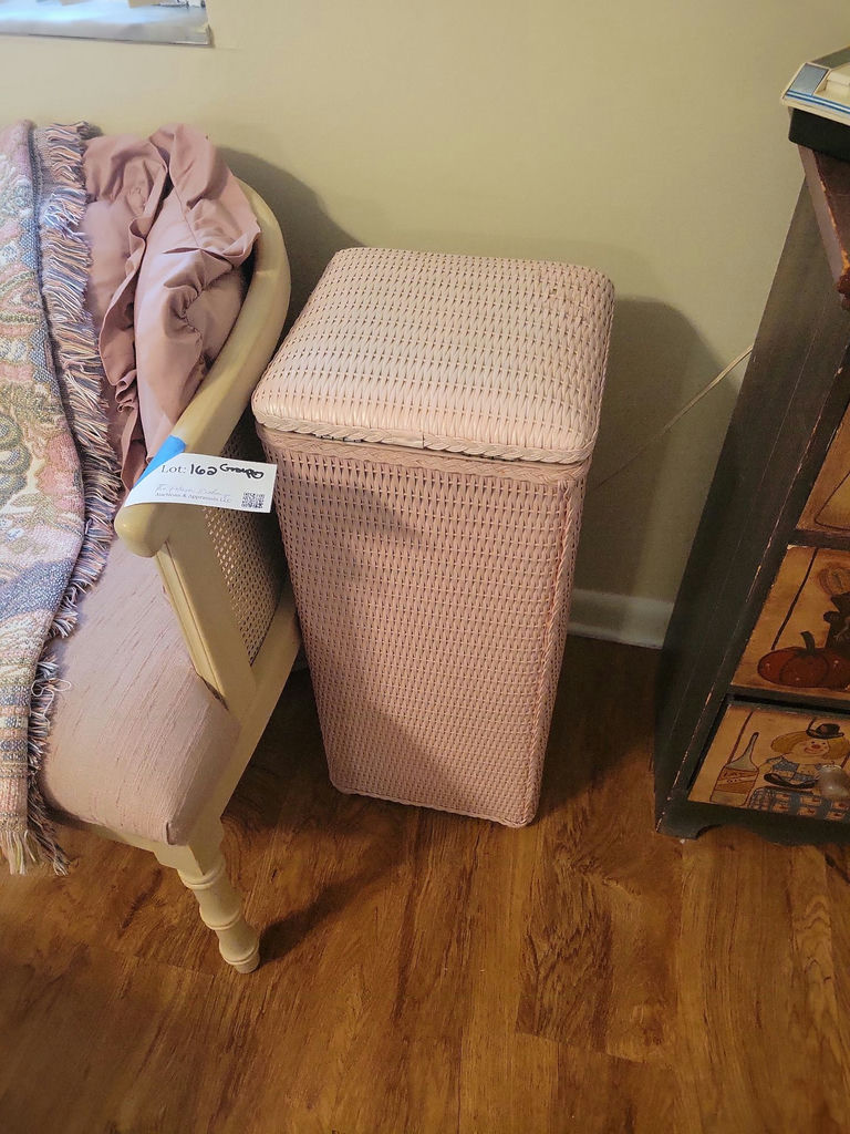 Upholstered Bench, Wicker Hamper, Throw Blanket, and Curtain Valance - image 2 of 5