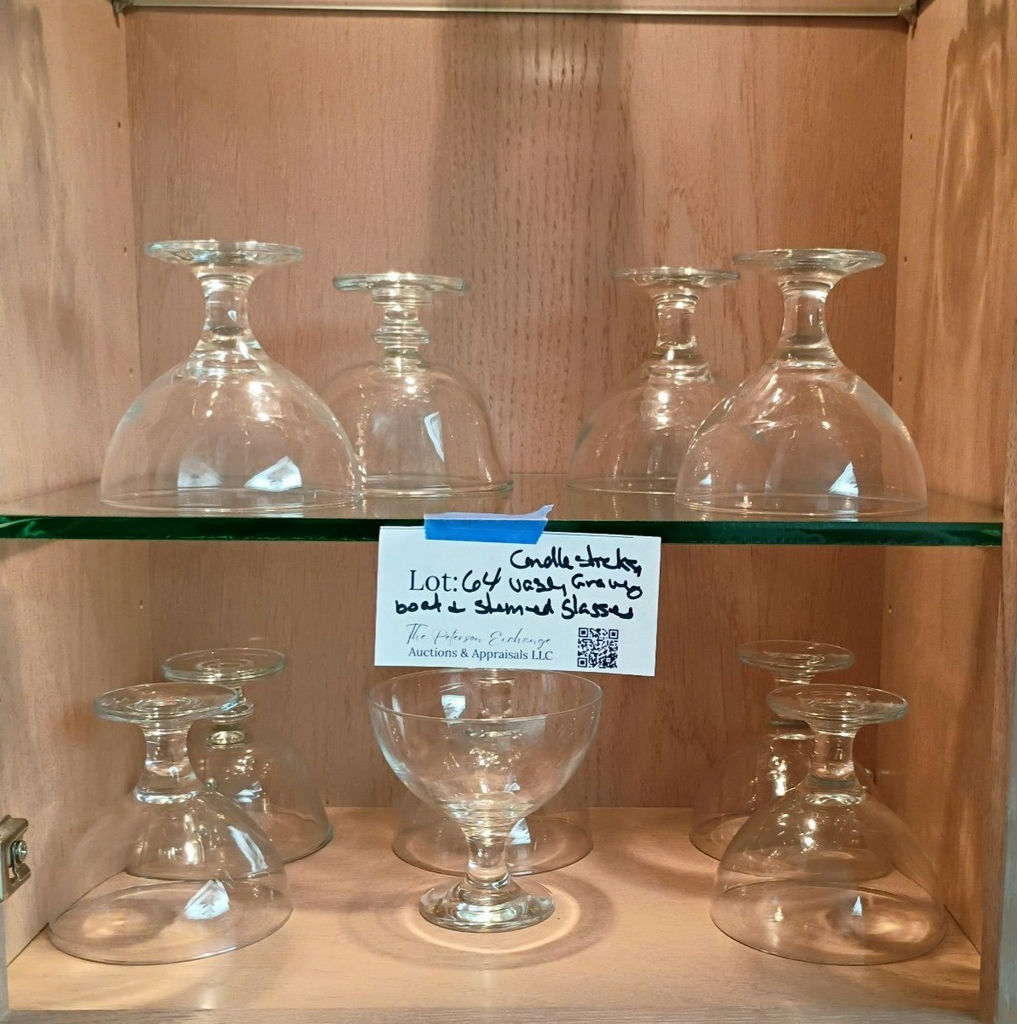 Clear Glass Stemware, Candle Holders, and Serving Dish - image 2 of 3